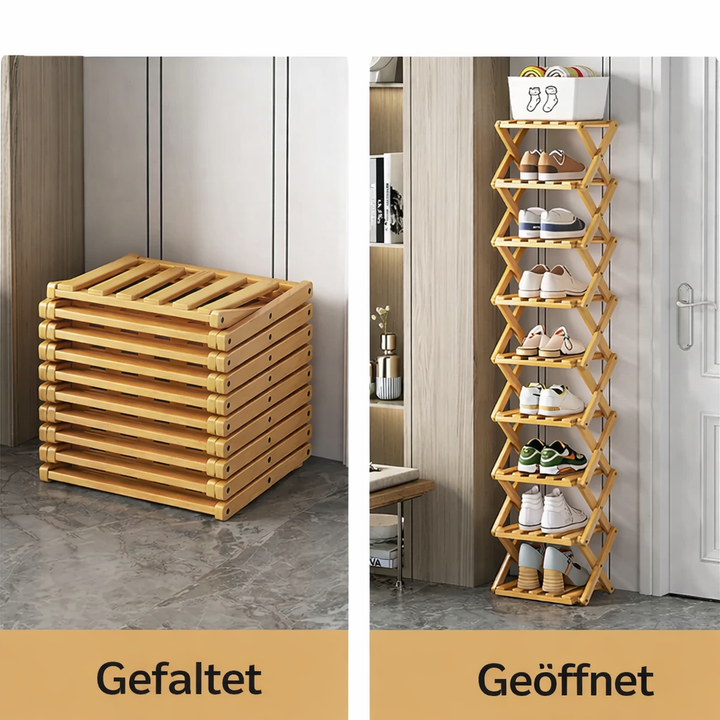 Praktisches Schuhregal, faltbar, ideal für kleine Eingangsbereiche und Schlafzimmer.