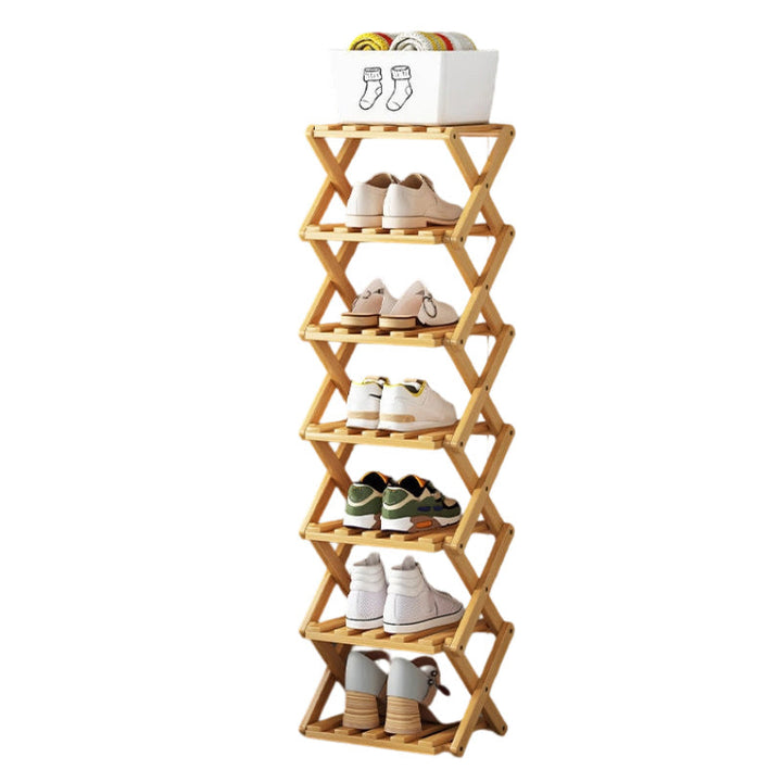 Kompaktes, klappbares Schuhregal für Gästezimmer oder temporären Gebrauch.