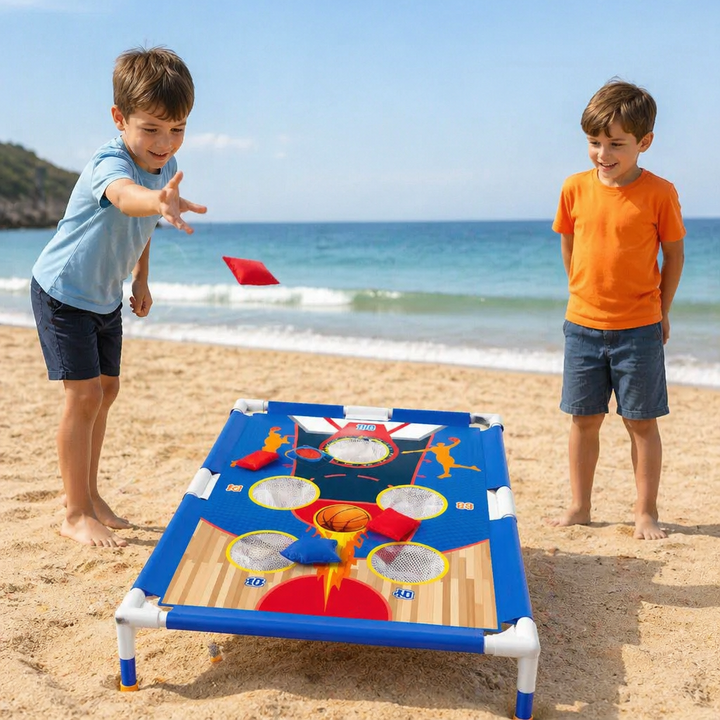 Lernspielzeug Sandsack-Wurfspiel für Kinder. Trainiert Motorik und Koordination; ideal für drinnen und draußen.