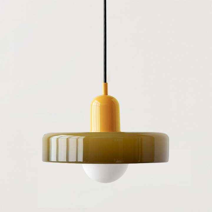 Farbige Glaslampe, modernes Design. Elegante Hängelampe für Esszimmer, von BauLume.