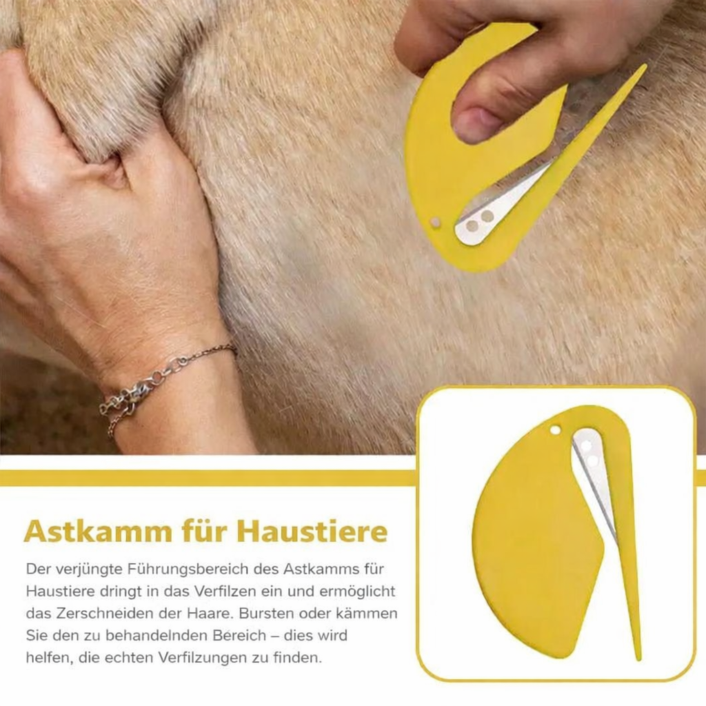 Ergonomischer Fellentwirrer für sanfte Haustierpflege; für Hunde und Katzen ohne Ziepen.