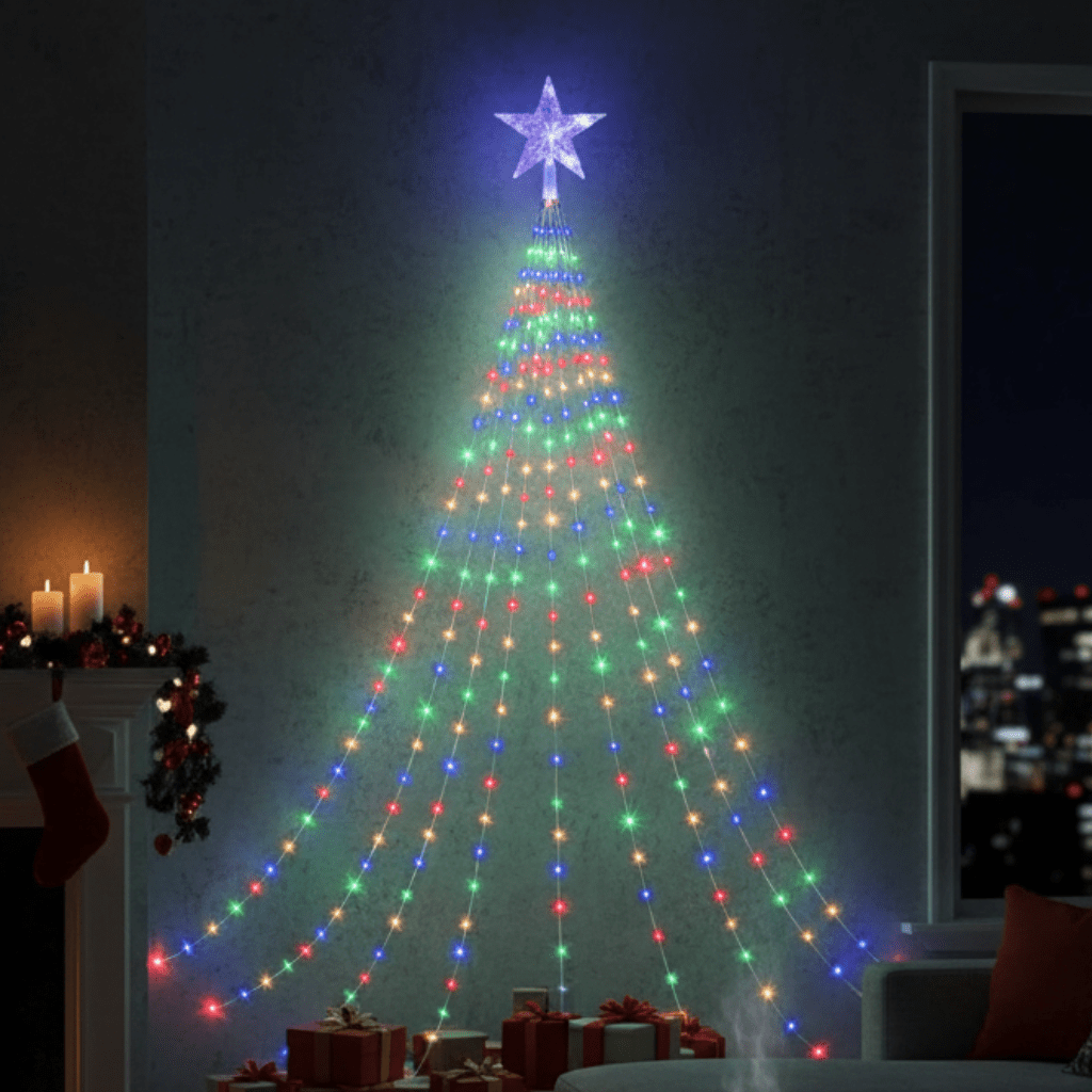 Festliche LED-Lichterkette, wasserfest, mit 8 Leuchtmodi für innen & außen. Ideal für Weihnachtsdekoration.