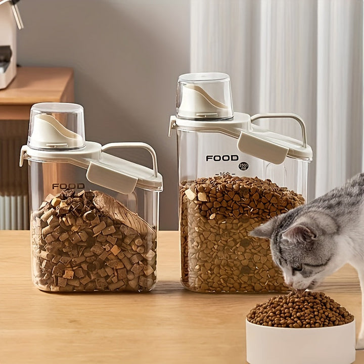 Feuchtigkeitsbeständiger Haustier Futterbehälter für Trockenfutter von Hund & Katze, hält Futter frisch.