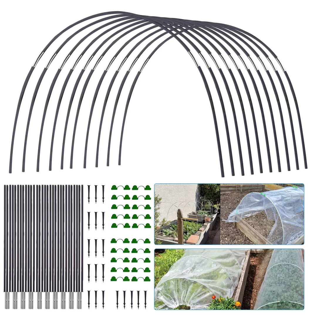 Fiberglas Pflanzentunnel-Bügel-Set für Garten & Frühbeet, schützt Pflanzen vor Wetter & Schädlingen.