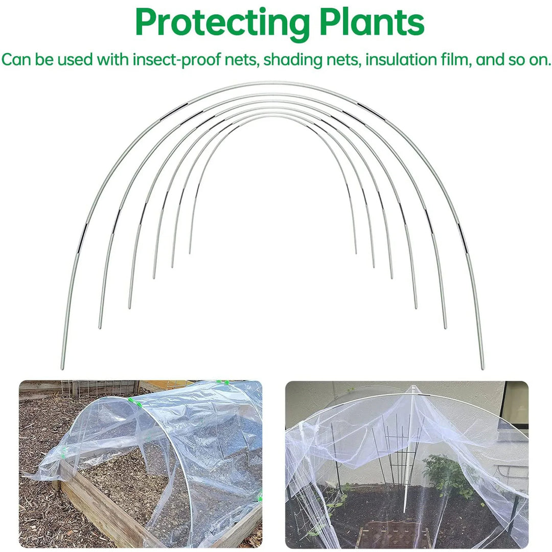 Wetterfeste Fiberglas-Bügel für DIY Pflanzentunnel in Garten und Hochbeet, idealer Gemüseschutz.