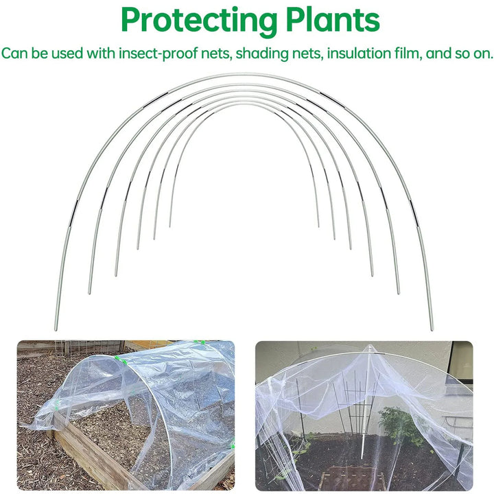 Wetterfeste Fiberglas-Bügel für DIY Pflanzentunnel in Garten und Hochbeet, idealer Gemüseschutz.