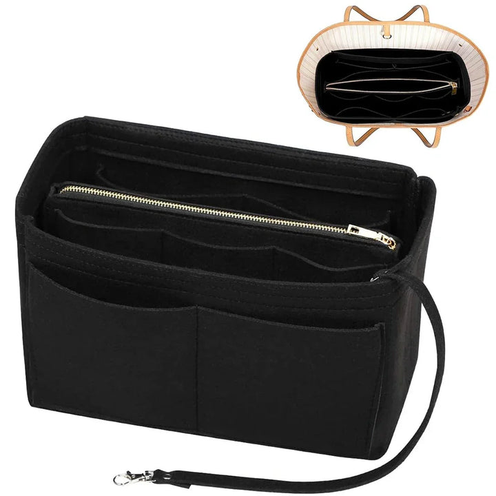Praktischer Filz Innentaschenorganizer für Shopper. Hält Handy, Schlüssel & Kosmetik griffbereit.
