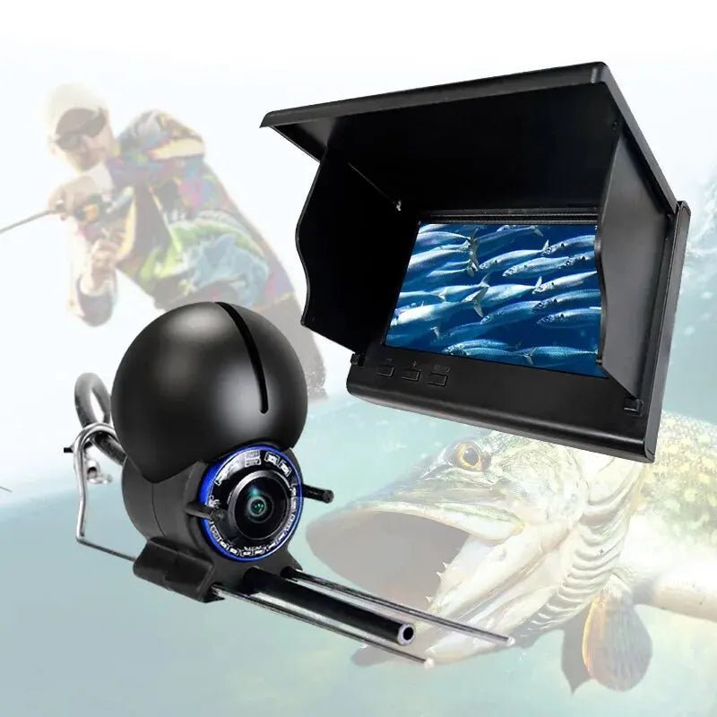 Detailaufnahme der FISHVISION Unterwasserkamera beim Einsatz unter Wasser, ideal für Angler.