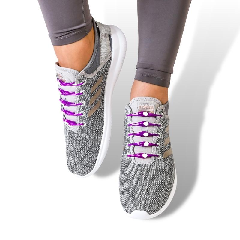 Bunte FitLock Schnürsenkel ohne Binden, verschiedene Farben, elastisch für individuellen Schuhstil.