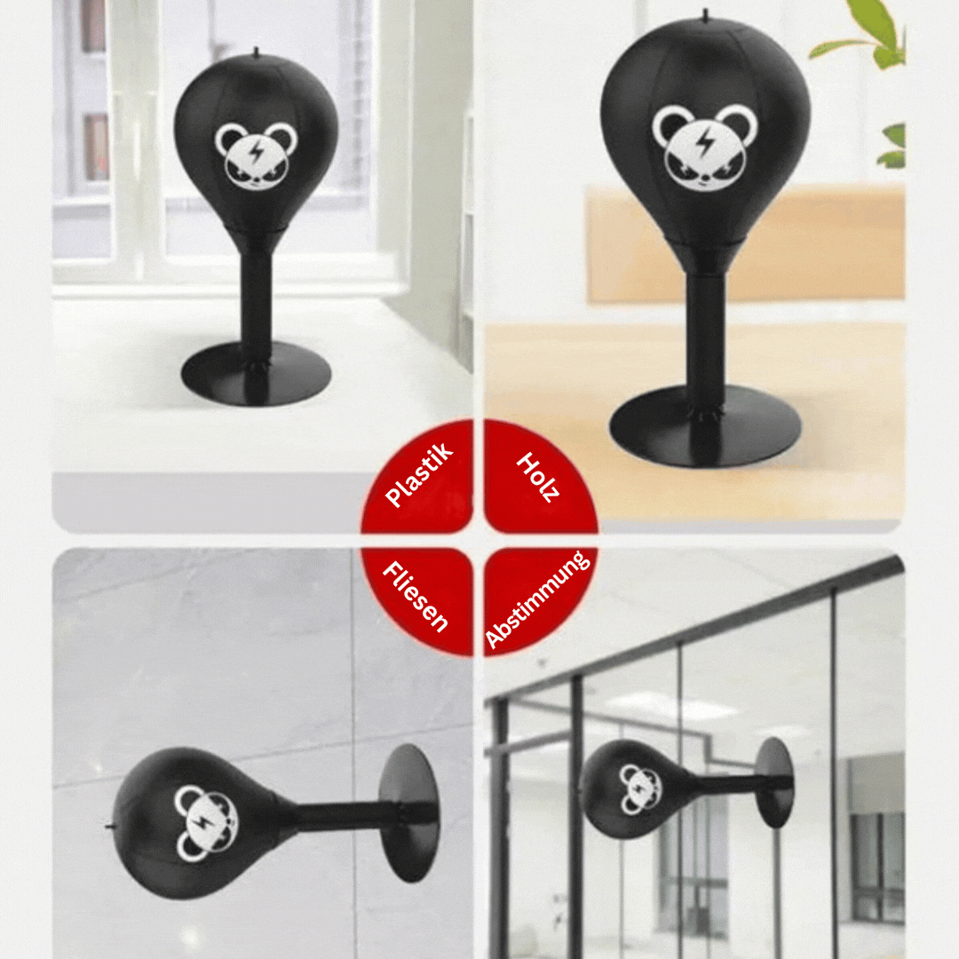 Stabile Saugnapfbasis des Fitness Boxballs für sicheren Halt auf glatten Böden beim intensiven Training.