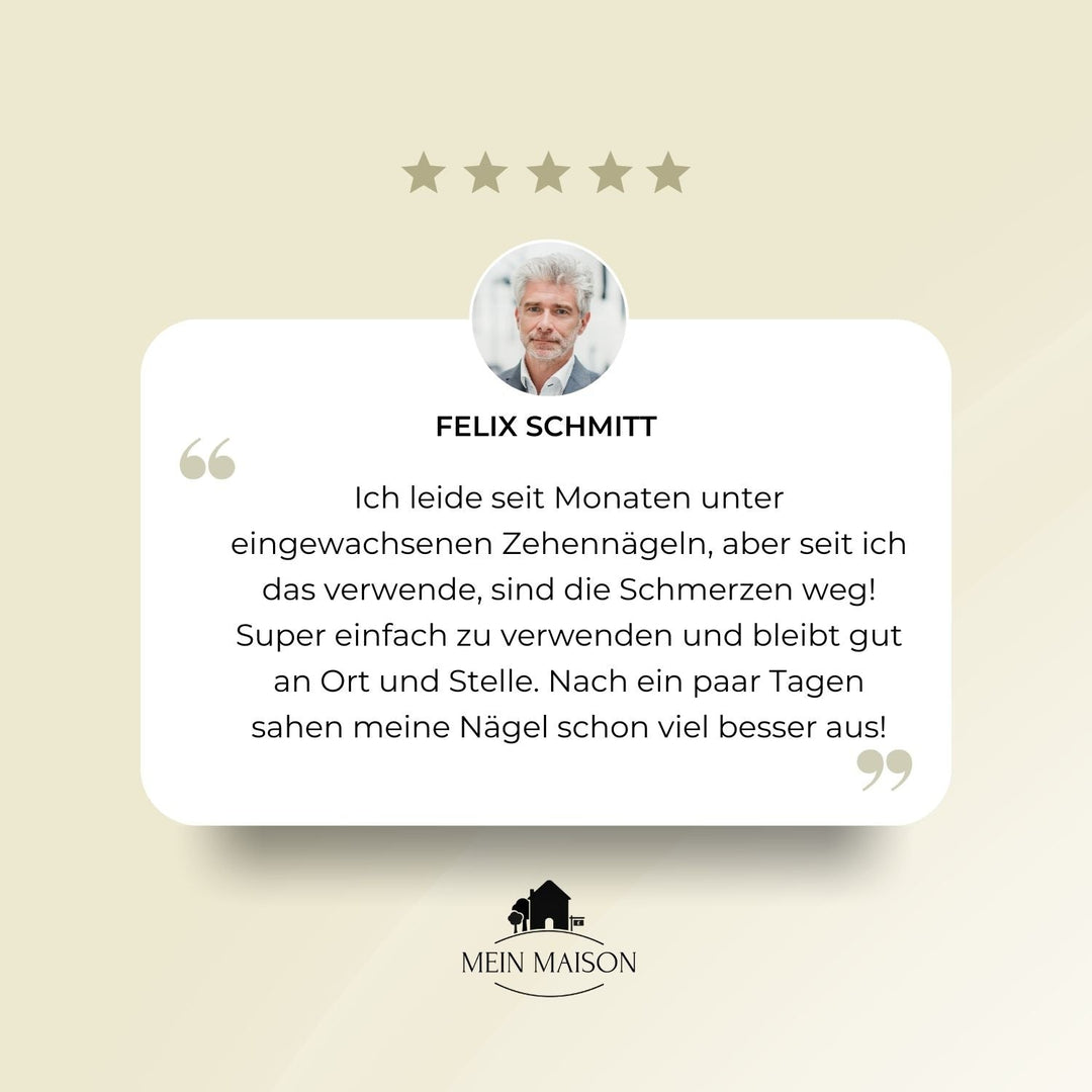 Einfache Anwendung von FixaNail zur nachhaltigen Korrektur & Schmerzlinderung bei eingewachsenen Nägeln.