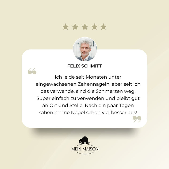 Einfache Anwendung von FixaNail zur nachhaltigen Korrektur & Schmerzlinderung bei eingewachsenen Nägeln.