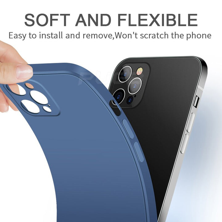 Eckenschutz der Flüssigsilikon Handyhülle iPhone 13. Robuste Silikonhülle für verstärkten Aufprallschutz.