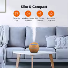 Eleganter 130ml USB Diffusor mit sanftem LED Stimmungslicht. Verbessert Raumklima & sorgt für Wellness.