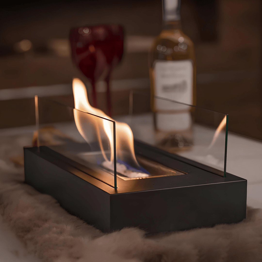 FLAMEGLOW Bioethanol Tischkamin, tragbar, für stilvolles Flammenambiente im Innen- und Außenbereich.