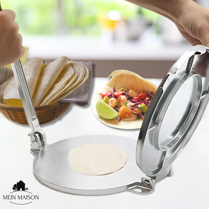 FlattaTilla Tortilla Presse für perfekt geformte, hausgemachte Tortillas und Fladenbrot in Ihrer Küche.