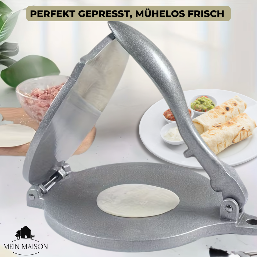 Robuste Tortilla Presse: mühelos frische, authentische Tortillas selbst zubereiten. Ideal für mexikanische Küche.