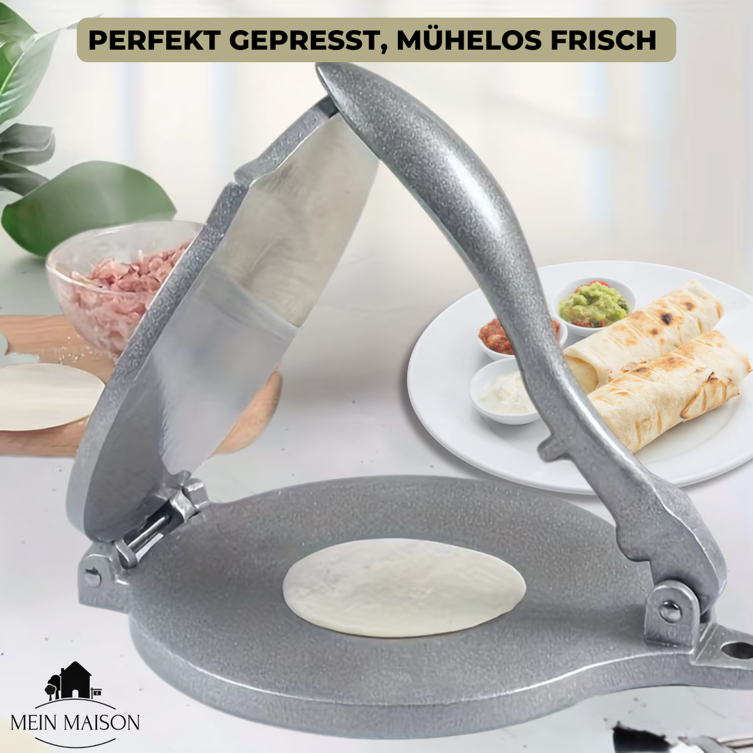 Robuste Tortilla Presse: mühelos frische, authentische Tortillas selbst zubereiten. Ideal für mexikanische Küche.