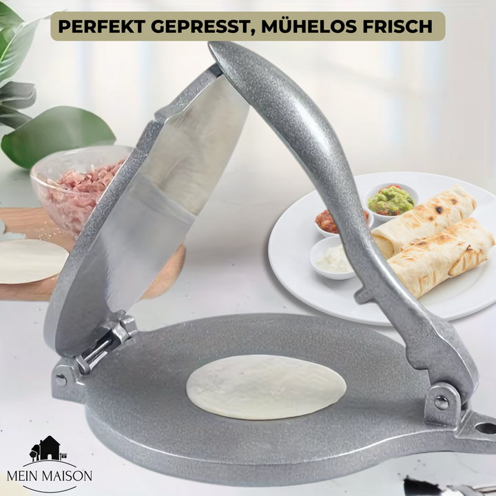 Robuste Tortilla Presse: mühelos frische, authentische Tortillas selbst zubereiten. Ideal für mexikanische Küche.