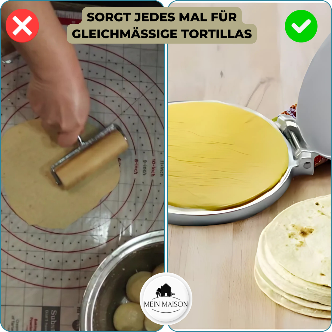Mit dieser Tortilla Presse gelingen hausgemachte Fladenbrote & Tortillas schnell. Frisches Backzubehör.