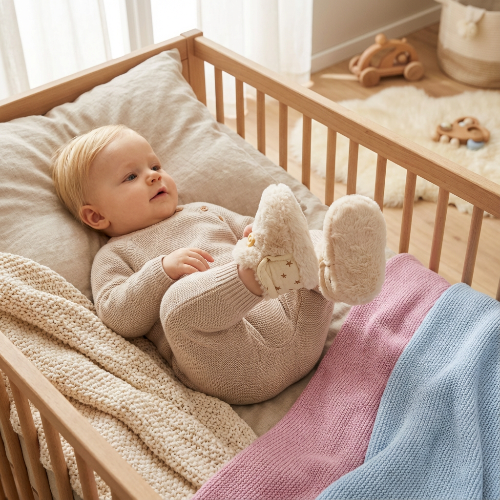 Niedliche, warme Babyschuhe mit rutschfester Sohle. Perfekte Sockenschuhe für krabbelnde und laufende Babys.
