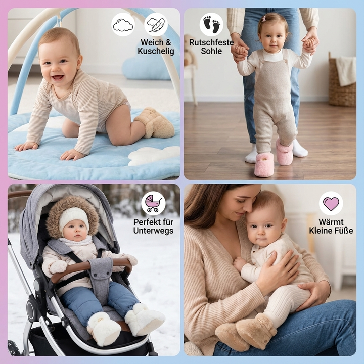 Flauschige, weiche Babysocken-Schuhe. Rutschfest, bieten Komfort & Sicherheit für kleine Kinderfüße.