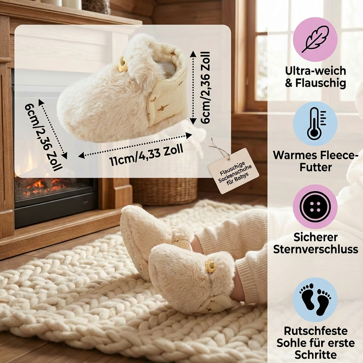 Bequeme Lauflernschuhe & Krabbelschuhe, weich und rutschfest. Ideal als warme Babysocken-Schuhe.