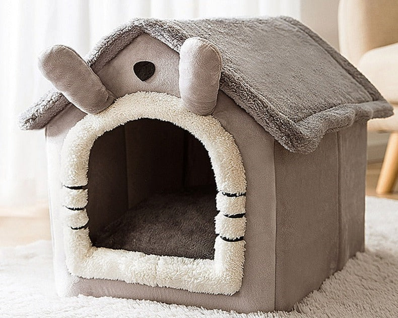 Rutschfestes, weiches Haustierhaus, flauschige Tierhöhle, waschbar, perfektes Hundebett & Katzenbett für Ruhe.
