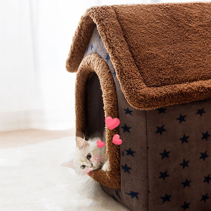 Gemütliche Kuschelhöhle für Hunde & Katzen, rutschfestes Haustierhaus, weich und warm für süßen Schlafplatz.