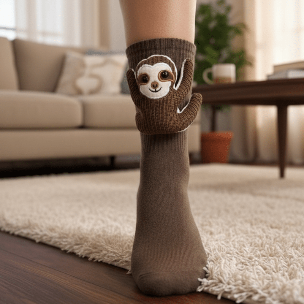 Flauschige Unisex Haussocken mit süßem 3D-Tier & rutschfester Antirutsch-Sohle.