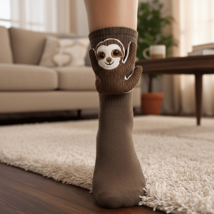 Flauschige Unisex Haussocken mit süßem 3D-Tier & rutschfester Antirutsch-Sohle.