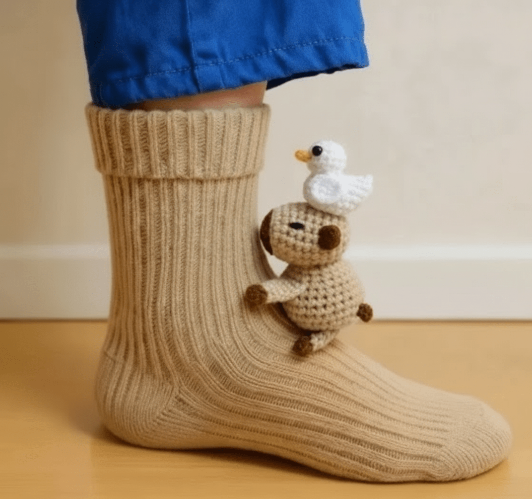 Gemütliche Kuschelsocken mit 3D-Tier-Design. Plüschig, warm & rutschfest für Damen & Herren.