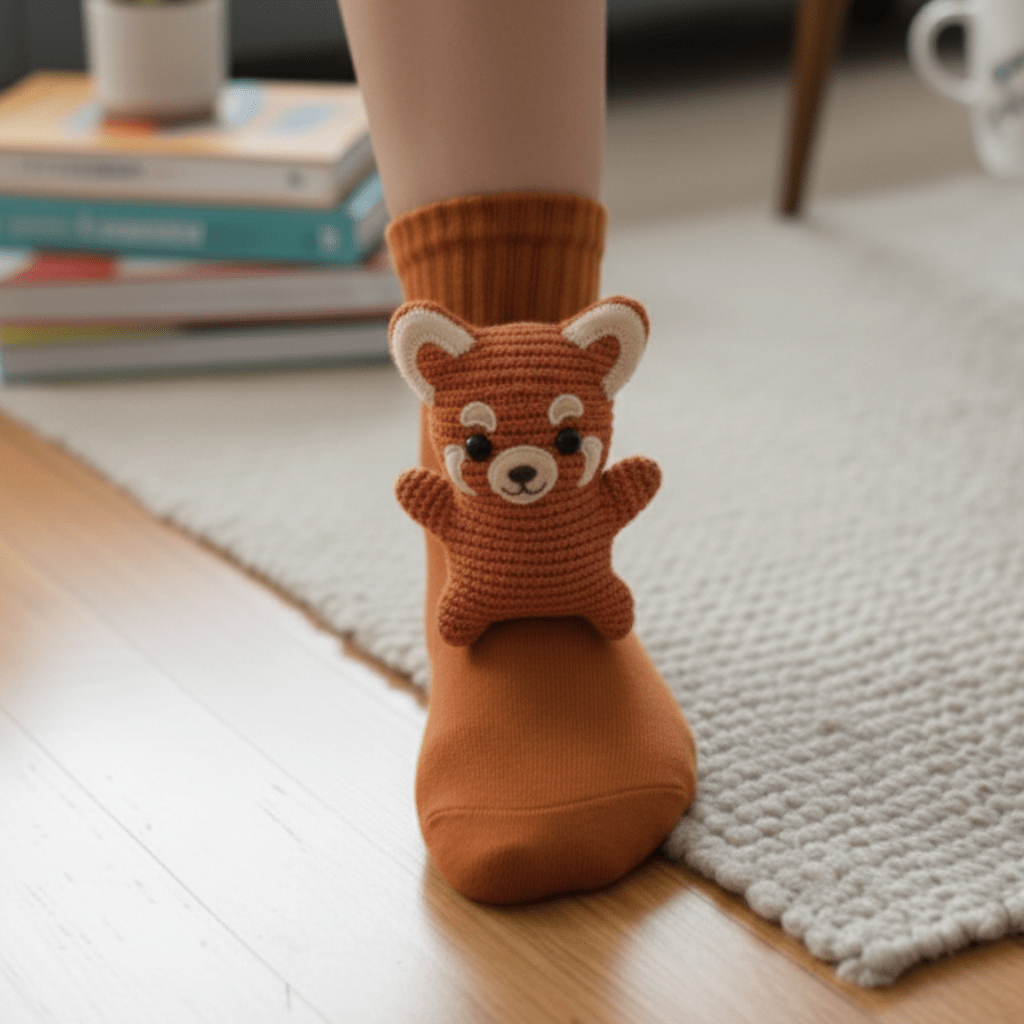 Unisex Kuschelsocken mit plüschigem 3D-Tier-Design. Warme, rutschfeste Haussocken für Komfort.