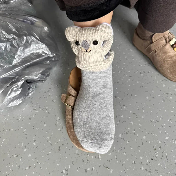 Flauschige Tiersocken, unisex, mit 3D-Motiv. Gemütliche, rutschfeste Plüsch-Hausschuhe für Zuhause.