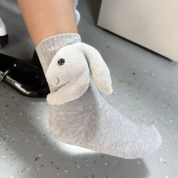 Warme Kuschel-Haussocken mit 3D-Tier-Detail. Rutschfeste Komfort-Socken, perfekt für den Winter.