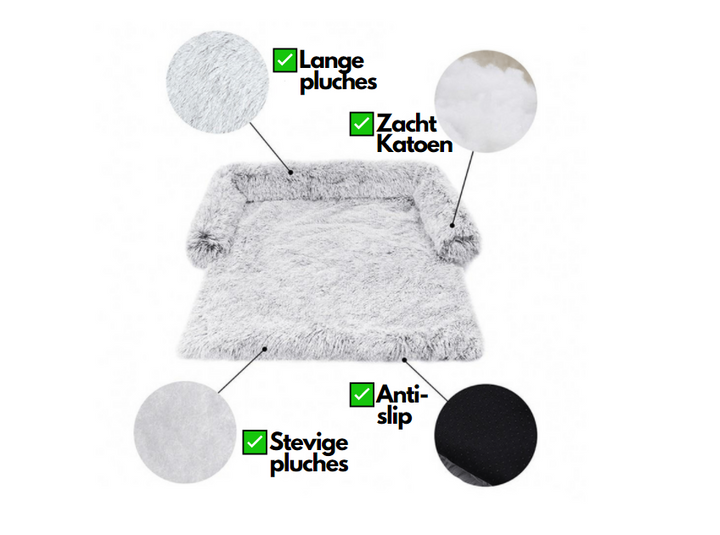 Plüschdecke (PlushNest) für Haustiere, die als Möbelschutz dient. Waschbar, weich & gemütlich.