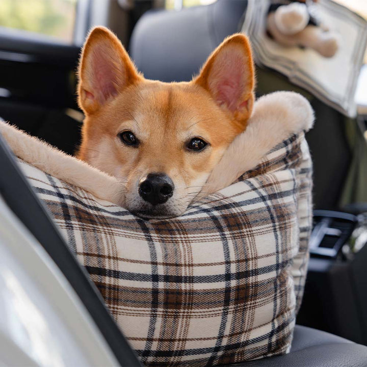Hundezubehör: Plüsch-Hundeautositz bietet Ihrem Haustier Geborgenheit im Auto.