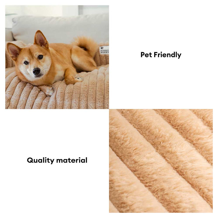 Kuscheliger Hundesofabezug, auch als Hundebett nutzbar. Waschbar für Hygiene, idealer Möbelschutz.