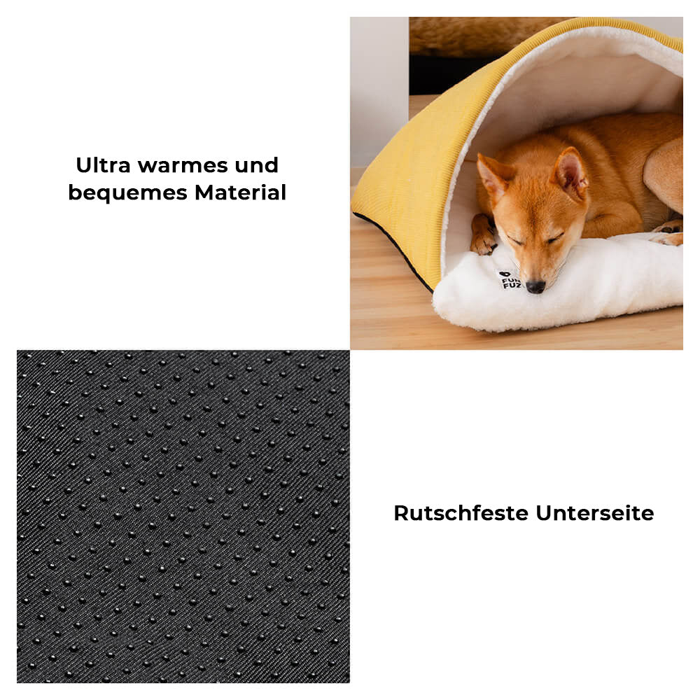 Flauschiger Welpenschlafsack für Hunde. Weiches Kuschelbett, waschbares Haustierbett, hoher Tierkomfort für Welpen.