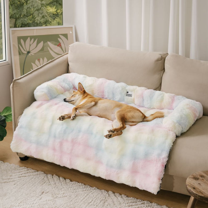 Flauschiges Beruhigungs-Hundebett mit Sofaschutz, weich und gemütlich für jeden Hund.