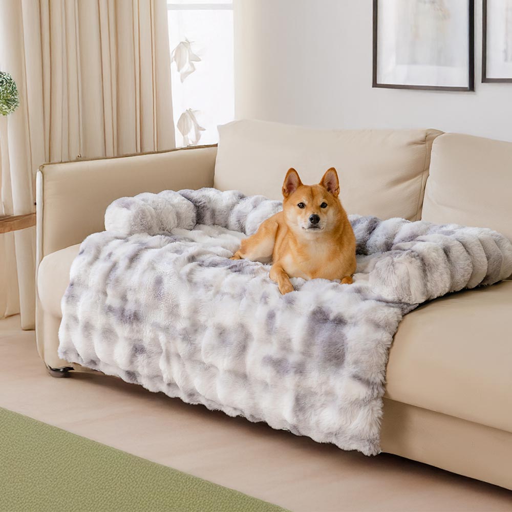 Weiches Plüsch-Hundebett, flauschig und beruhigend, schützt Möbel und bietet Komfort.