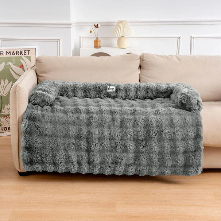 Hochwertiges Hundebett aus Plüsch, orthopädisch und beruhigend, für besten Haustierkomfort.