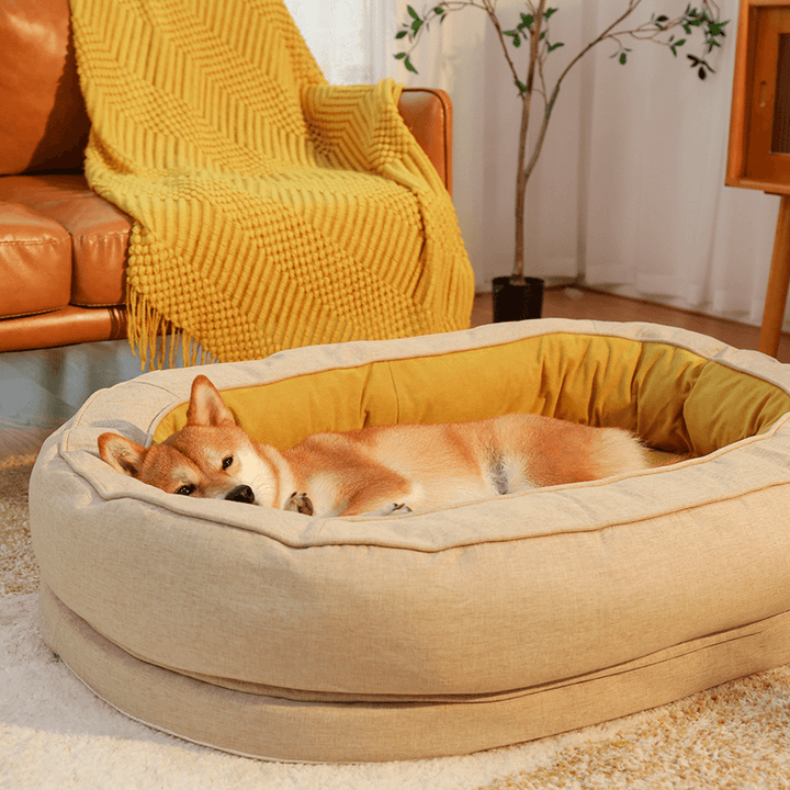 Premium Flausch-Hundebett Donut, rutschfest & orthopädisch, für besten Schlaf.