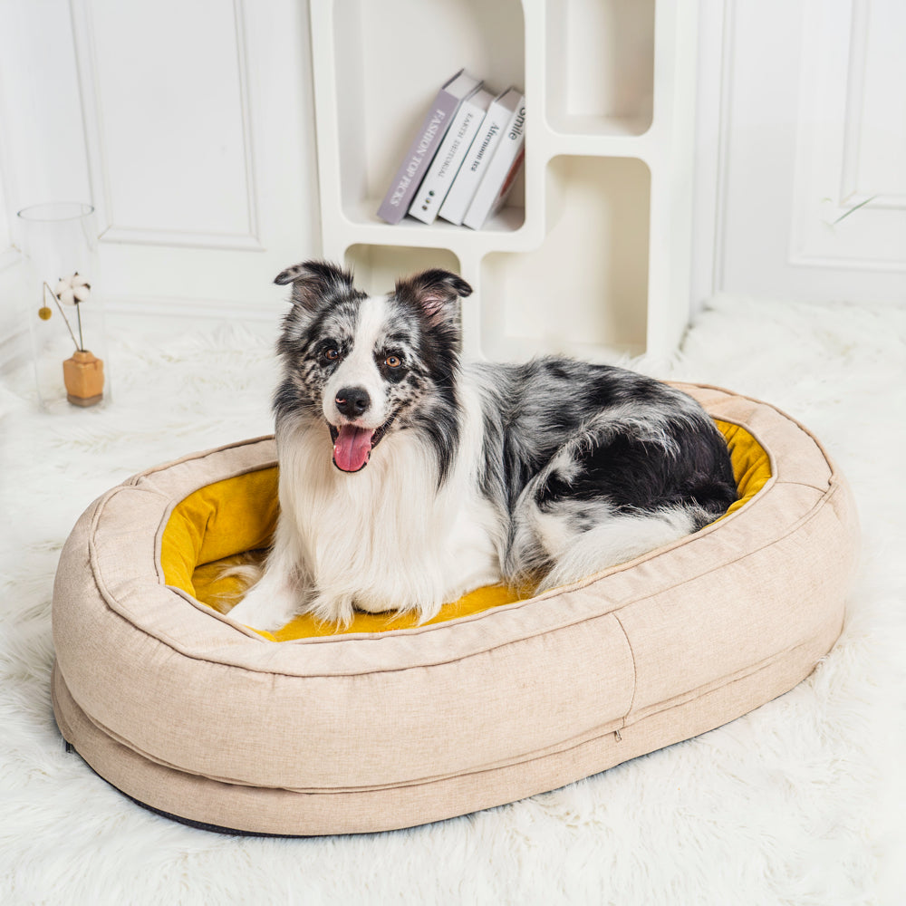 Gelenkschonendes orthopädisches Hundebett Donut, flauschig und pflegeleicht.