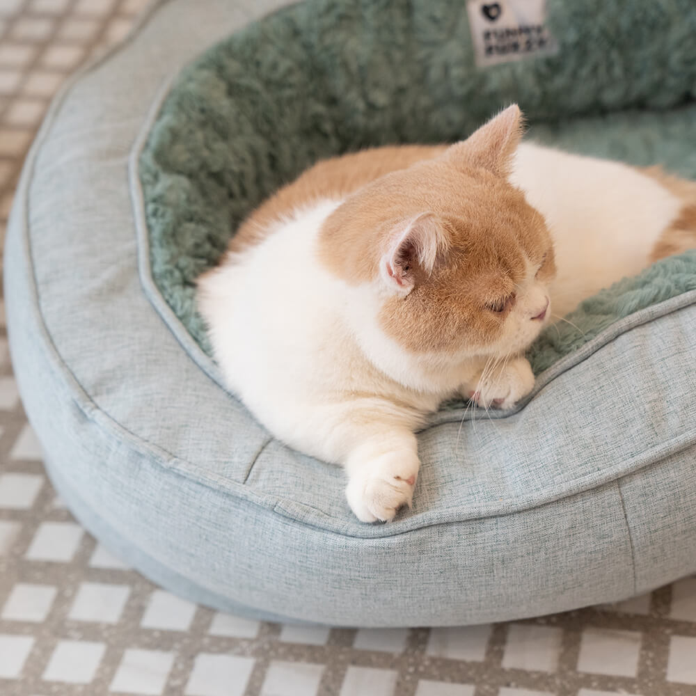 Komfortables rutschfestes Hundebett Donutform, flauschig & gelenkschonend.