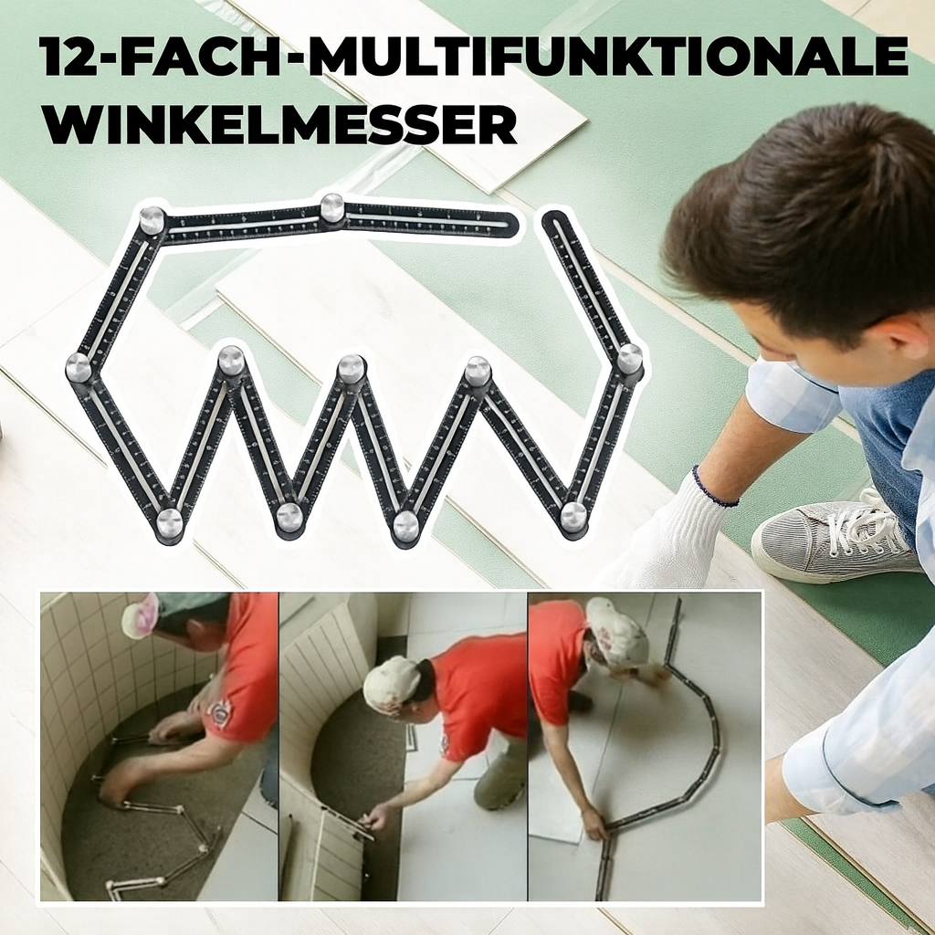 Handwerker misst Winkel präzise mit FlexiAnglePro Messlineal, ideal für Schreinerarbeiten und DIY-Projekte.
