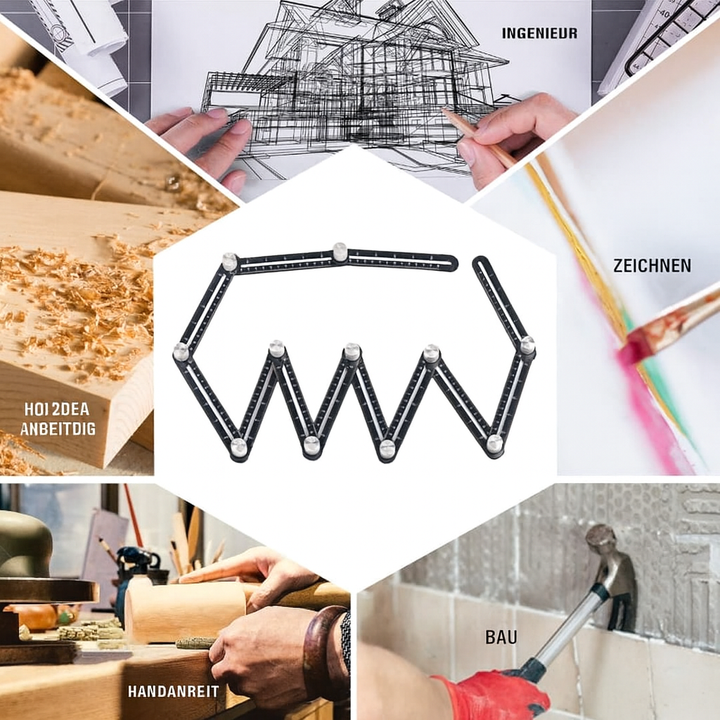Präzises Messen von Winkeln und Formen leicht gemacht mit dem vielseitigen FlexiAnglePro Winkelmesser.