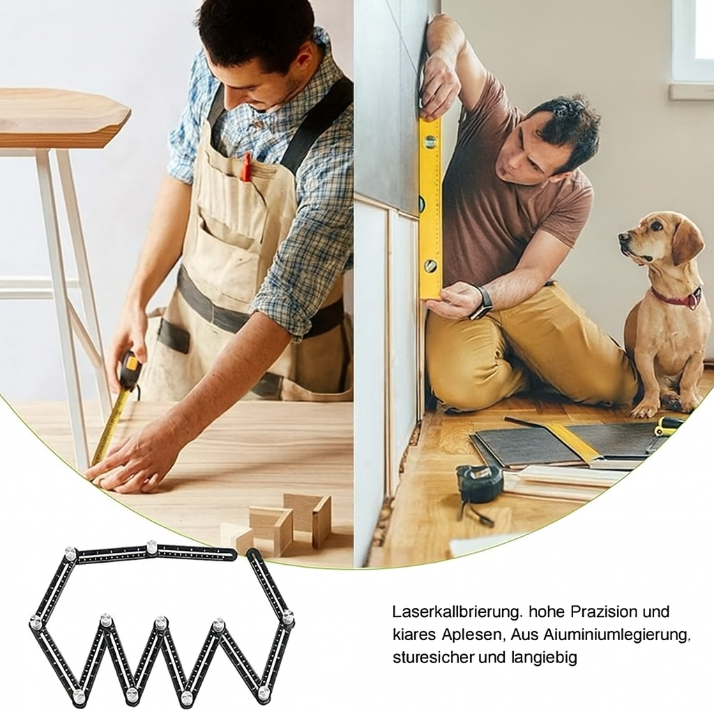 DIY-Projekt: FlexiAnglePro Messlineal erleichtert das exakte Übertragen von Schnitten, Winkeln und Formen.