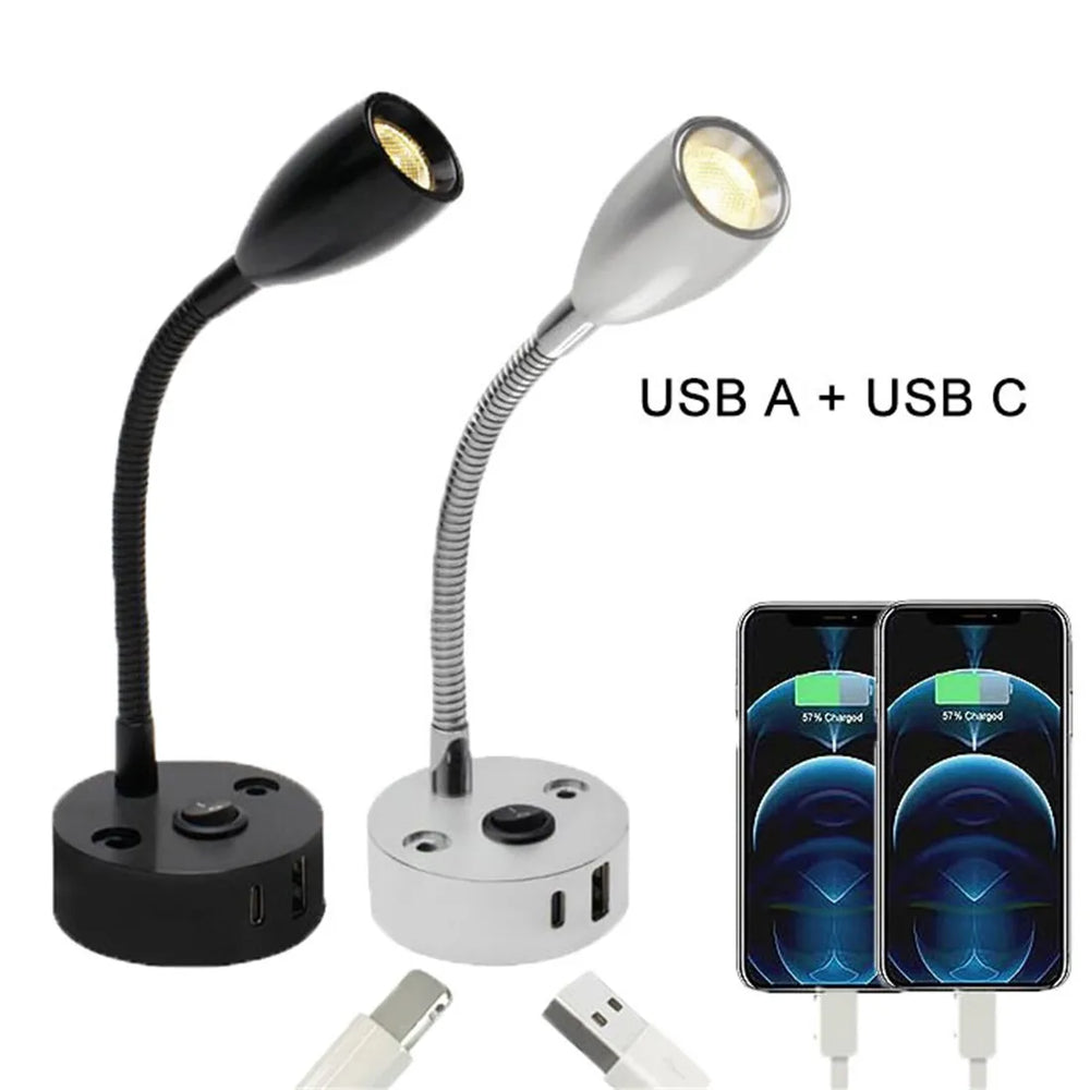 FlexiBeam LED Leselampe für Wohnmobile, Camper & Boote mit integrierter USB-C Ladefunktion. Schnelles Laden.