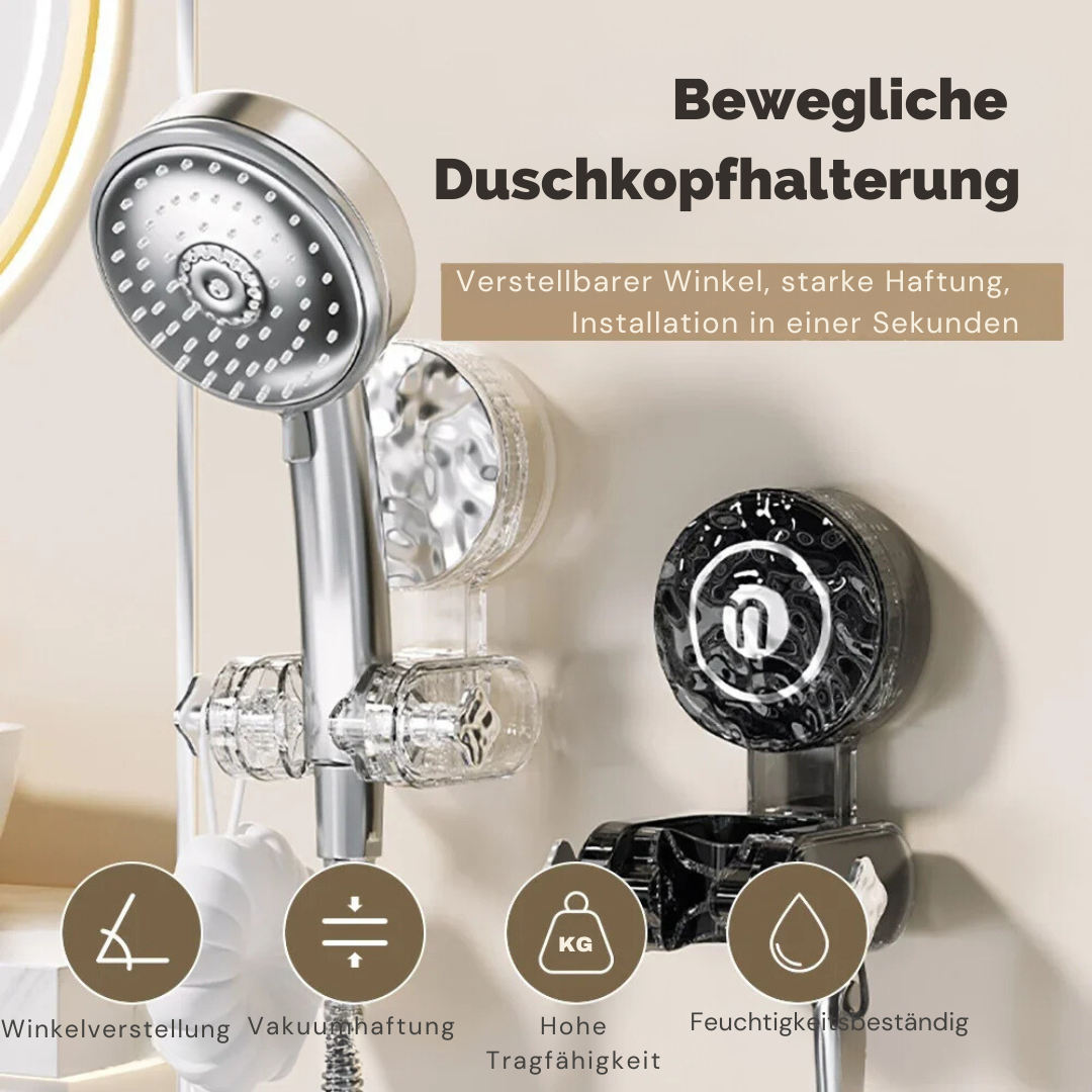 Bohrfreie Duschhalterung mit Saugnapf, flexibel einstellbar für schnellen Duschkomfort im Bad.